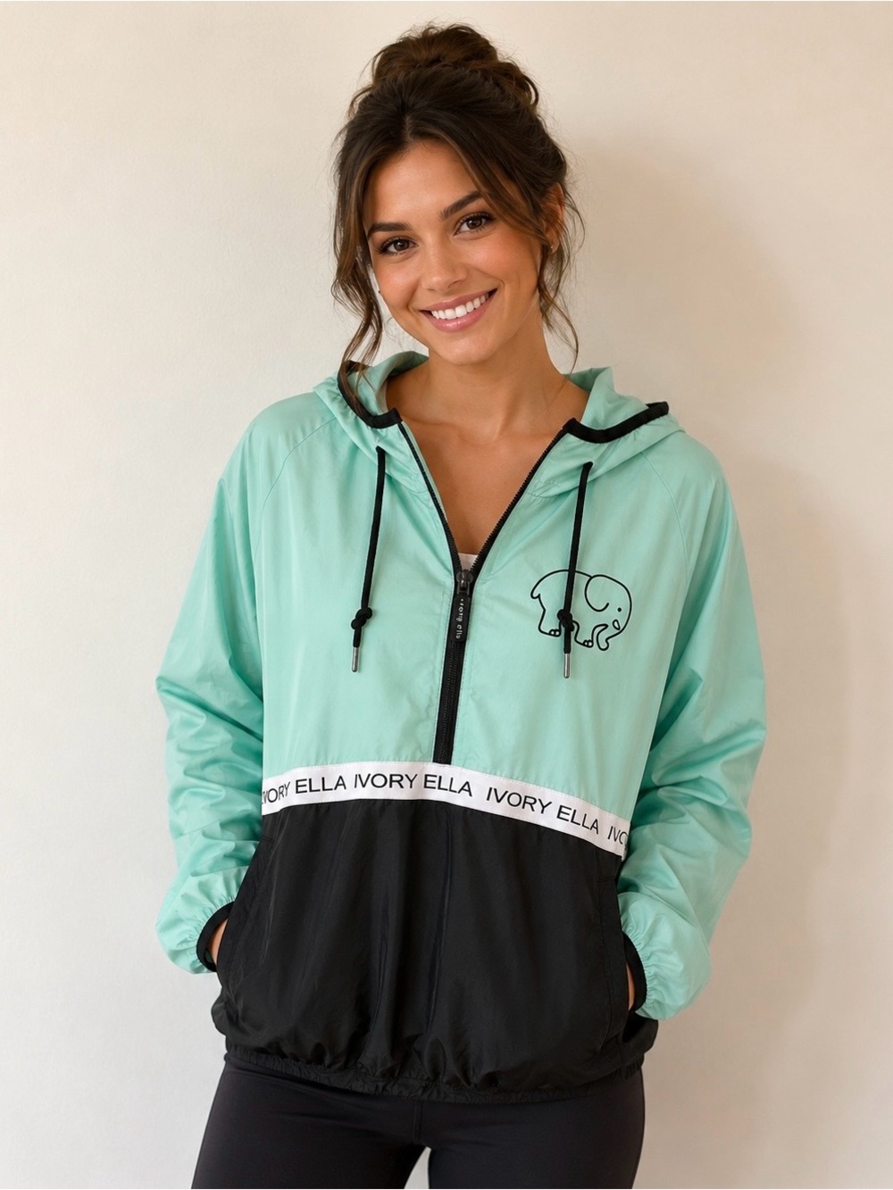 Ivory Ella quarter zip windbreaker